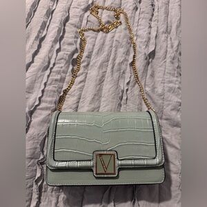 Victoria’s Secret Light Green-Blue Croc-Embossed Chain Bag